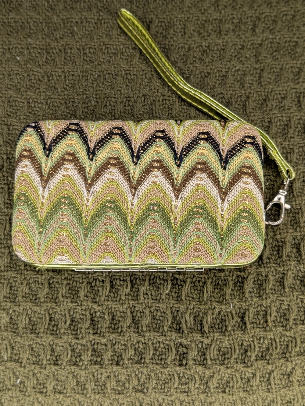 Vintage Cigarette Clutch in Green Multi-Color